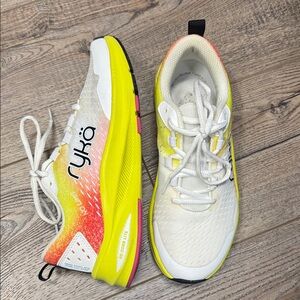 Ryka Women's White and Neon Yellow Athletic Shoes